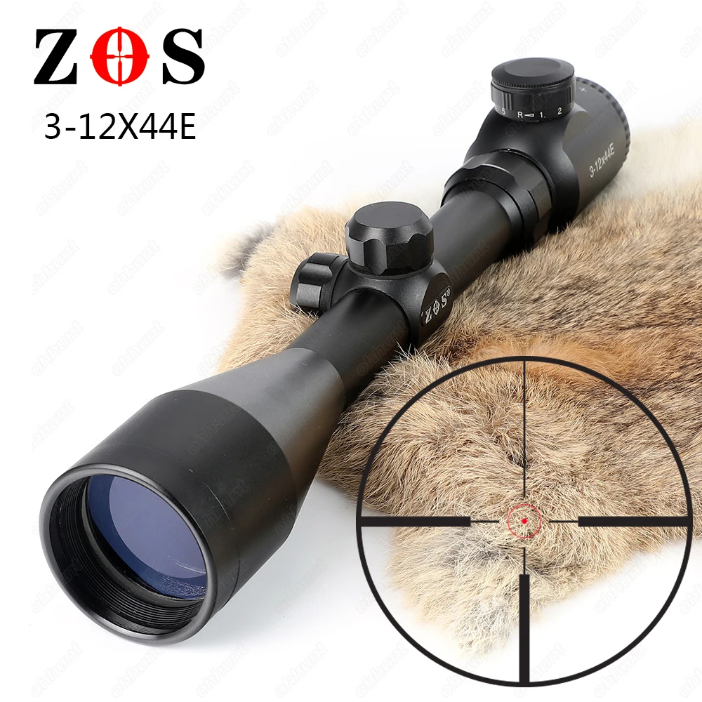 ZOS 3 12x44E Hunting Rifle Scope R29 Glass Etched Reticle Red Green