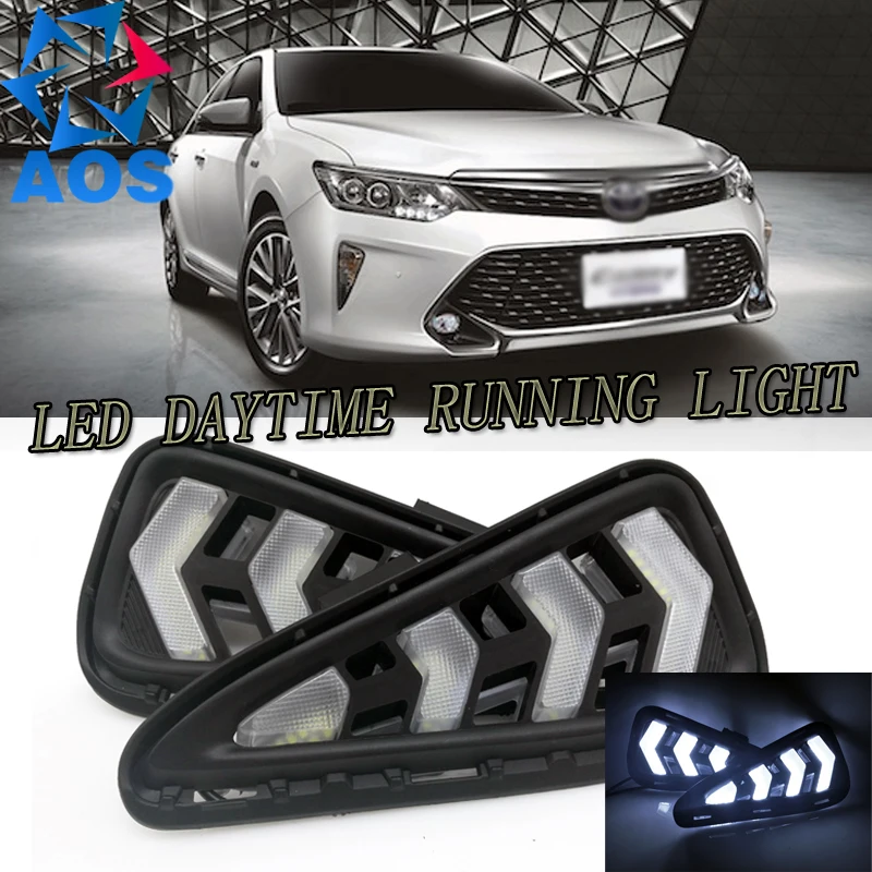 

2PCS New Style car LED DRL auto daylight Daytime Running Lights freeshipping for Toyota Camry Aurion 2015 2016