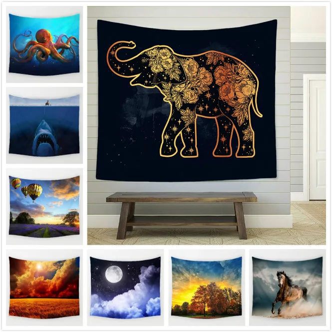 130X150cm короткий плюшевый гобелен животные индийский слон волк Бабочка узор