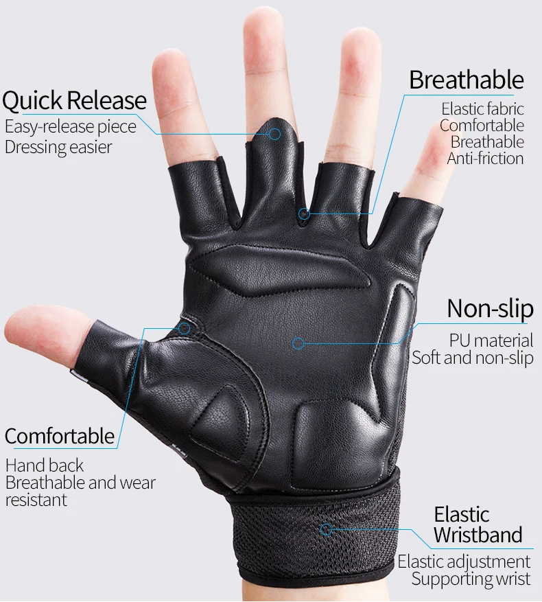 ROCKBORS фитнес противоскользящие перчатки дышащие перчатки для тренировки тяжелой атлетики спортивные Бодибилдинг половина пальца защитные перчатки для спортзала