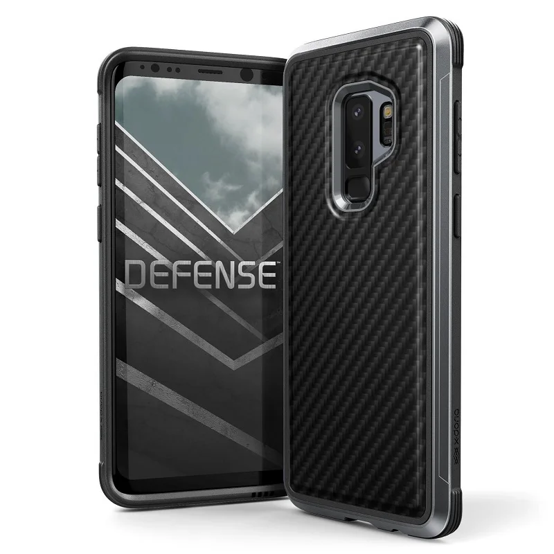 X-Doria Defense Lux чехол для samsung Galaxy S9 S9 Plus чехол военный класс падение протестированный алюминиевый защитный мобильный чехол для телефона - Цвет: Black Carbon Fiber