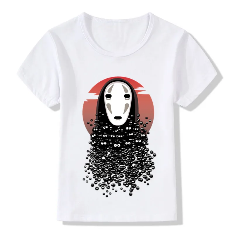Забавная детская футболка с принтом «No Face Spirit» мягкая одежда с короткими рукавами для мальчиков и девочек детская повседневная футболка с аниме ooo2268