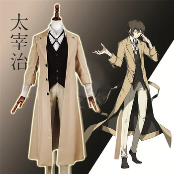 

anime Bungo Stray Dogs Dazai Osamu Cosplay adult costume full set trench halloween men costume