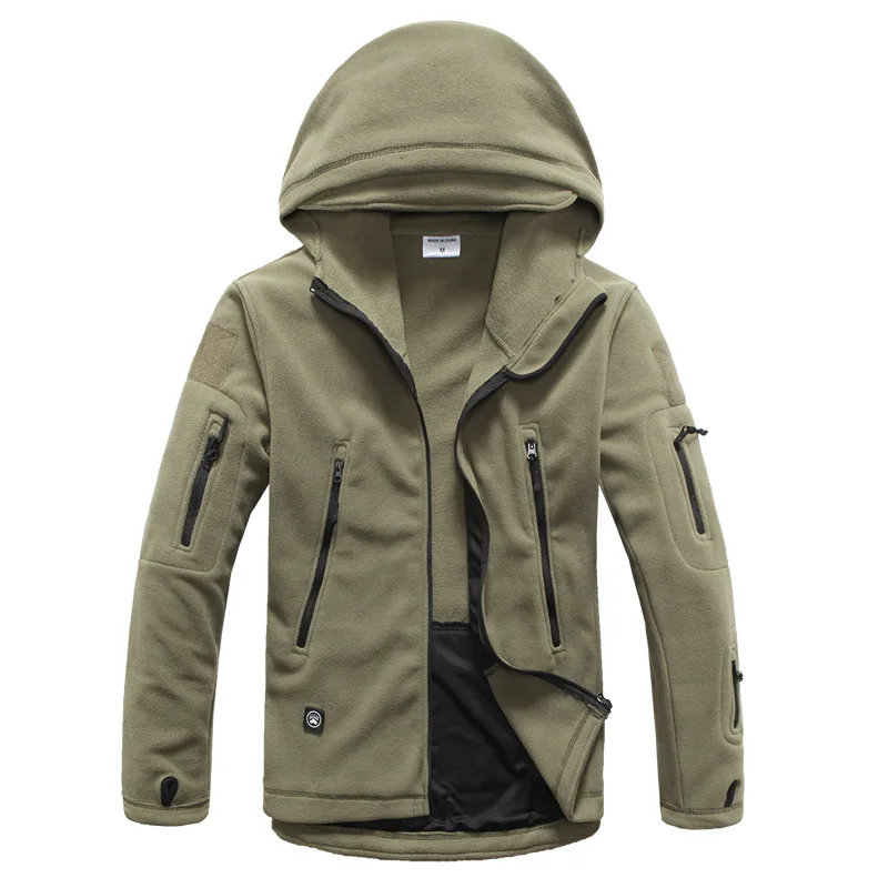 Зимняя Военная тактическая куртка, мужские термопальто, Униформа, мягкая оболочка, флисовая куртка с капюшоном, Мужская одежда, повседневные толстовки, размер S-3XL - Цвет: Army green
