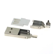 

50 set/lot Gold Plating USB 2.0 Type A 4 Pin 30V 1.5A Connectors Port Jack Tail Male Socket Plug Electric Terminals