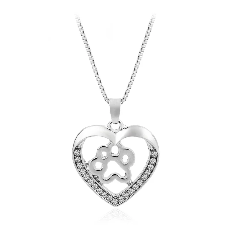 10PC/Lot Brand High Quality Love Dog Claw hollow Rhinestone necklace popular jewelry wholesale OEM box chains wholesale