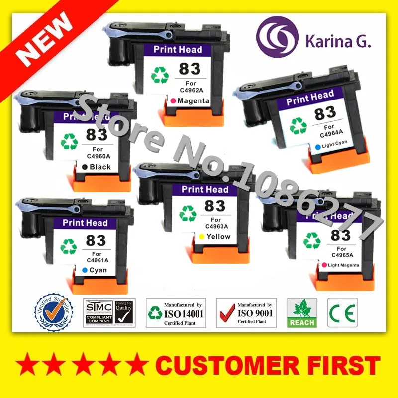 

6x Remanufactured for HP 83 printhead C4960A C4961A C4962A C4963A C4964A C4965A for Designjet 5000 5000ps 5500 5500ps for HP83
