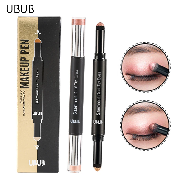 

UBUB Double Eyeshadow + Silkworm Pen Velvet Shimmer Earth Color Eye Shadow Cream Pen Eye Makeup Palette Cosmetics
