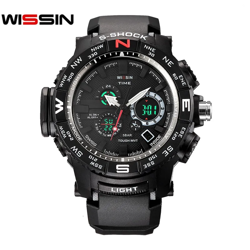 

WISSIN watches Men's Dual Display Quartz Watch Men Fashion Brand Waterproof Sport Military Male Electronic led Digital Outdoor