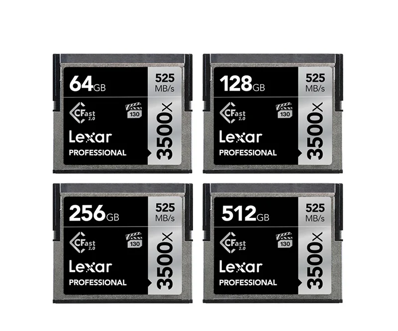 Оригинальный Lexar CFast 2,0 3500x CF карта 64 GB 128 GB 525 МБ/с. 256 GB 512 GB VPG-130 Compactflash карты памяти для 4 K Full HD Камера