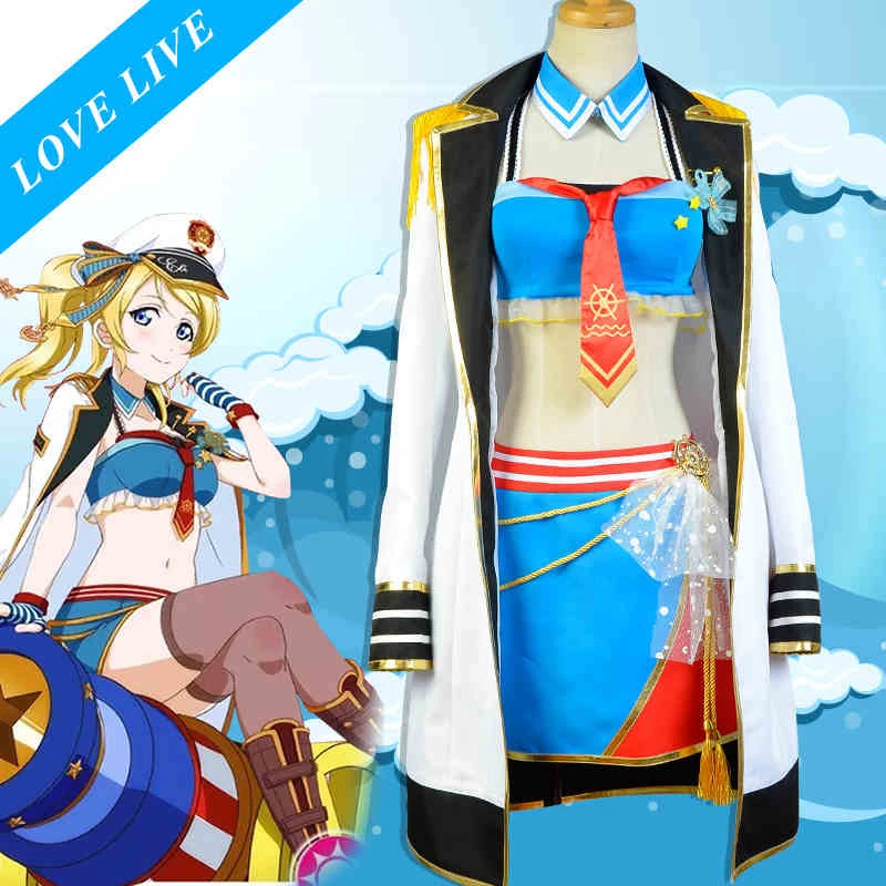 Горячая аниме Lovelive Косплэй темно-пробуждение eli Ayase Косплэй Костюм Униформа полный комплект Косплэй юбка длинный плащ