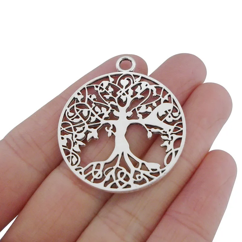 

3 x Tibetan Antique Silver Boho Hollow Open Large Round Tree Charms Pendants 2 Sided for Necklaces Jewelry Making Findings 35mm