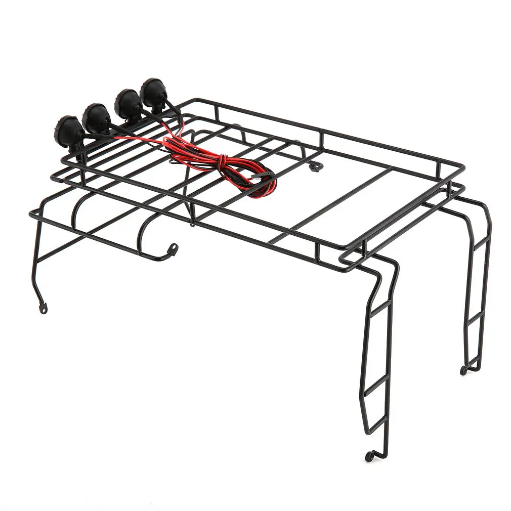 

Metal Luggage Roof Rack WITH 4 LED LIGHTS for 1/10 AXIAL SCX10 Defender 90 D90 Model Car Simulation RC Car Model Toy Hobby Parts