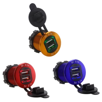 

LED indicator light waterproof 2 USB mobile charger auto motorcycle boat truk 4.2A 12-24V power supply YC03 new outlet adapter