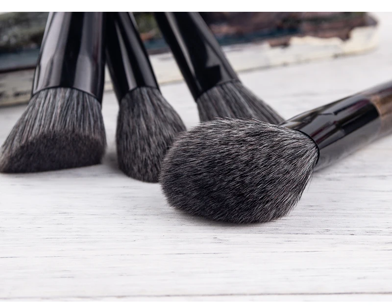 Pincéis de Maquiagem Fundação de Madeira Escova com Bolsa de Cosméticos Anmor Lote Conjunto Profissional Sombra Sobrancelha Portátil Compõem 15 Pçs - 5 portátil compõem escova com saco de cosméticos