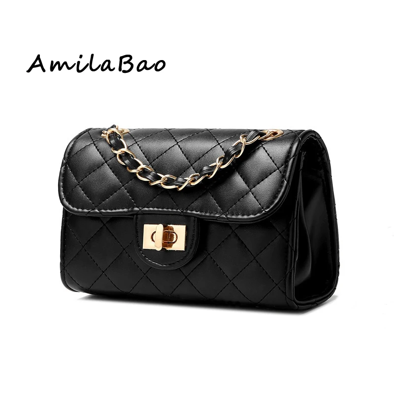 

2018 Crossbody Bags For Women Leather Bag Ladies Chains Shoulder Bag Women Messenger Bag Sac A Main High quality plaid ME864