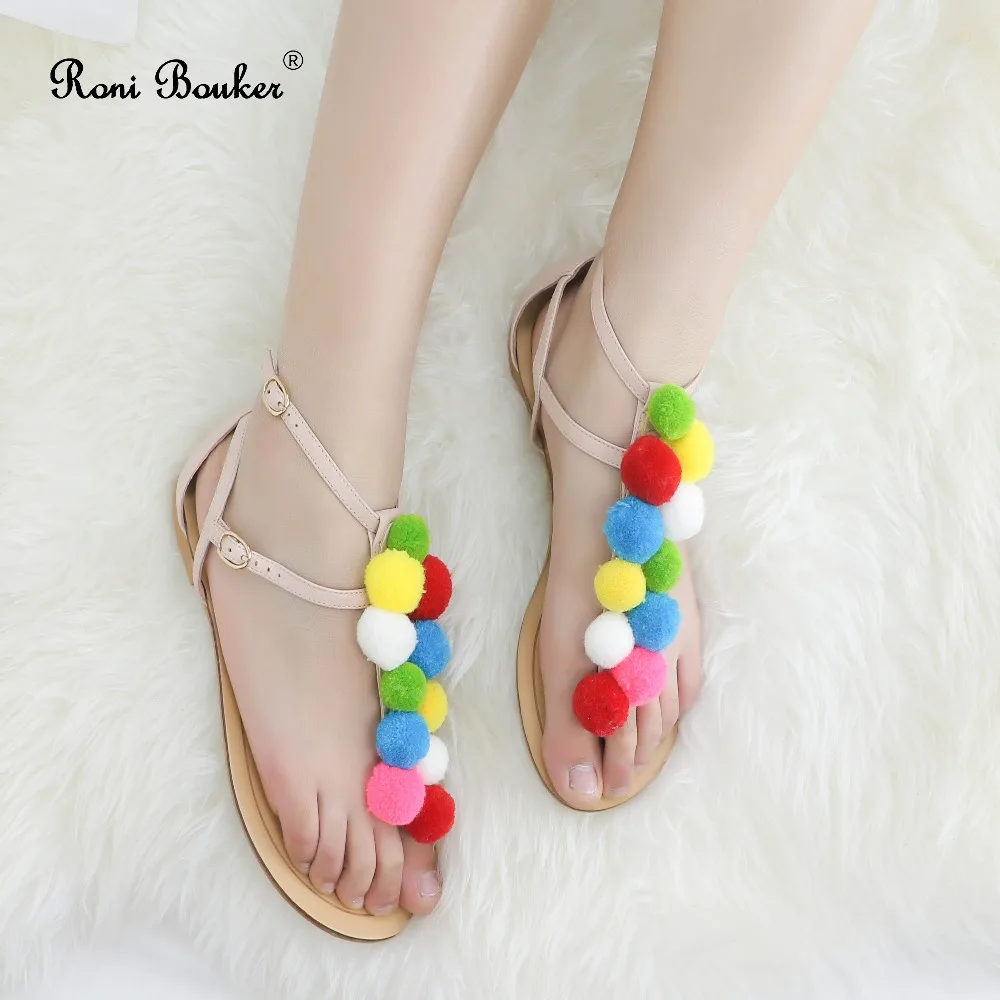 

Roni Bouker Summer Sandals Women Flat Heel Shoes Roman Style Peep-toe Woman Sandalias Fashion Outdoor Beach Footwear Slippers
