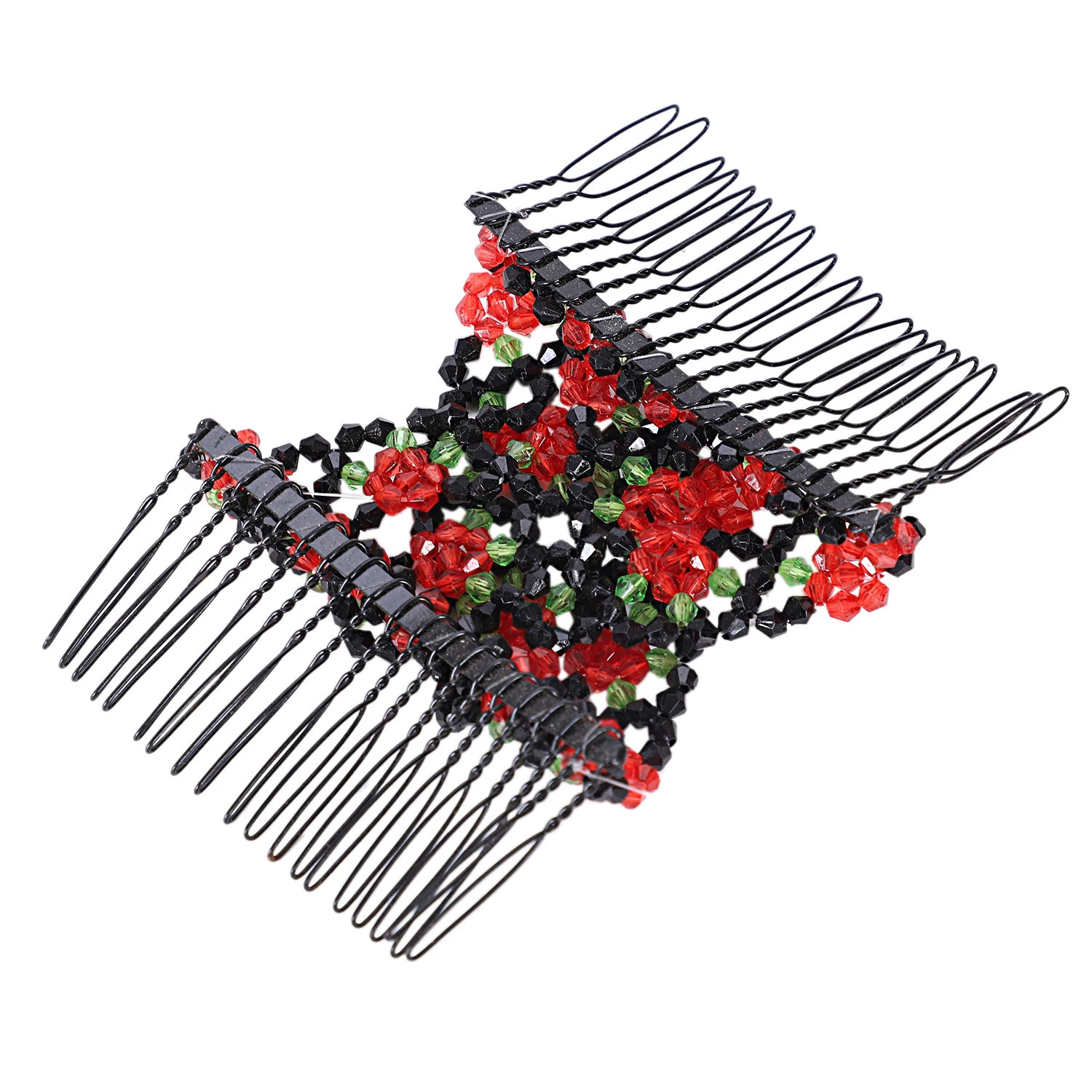 

Professional Hair Comb Ladies Magic Beads Elasticity Double Bead string Clamp Stretchy Acces Valentine's Day