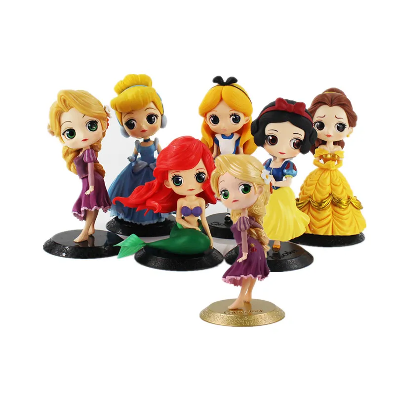 

Cartoon Q Posket Snow White Princess Mermaid figure Ariel Cinderella Belle Tangled Rapunzel Doll Toys