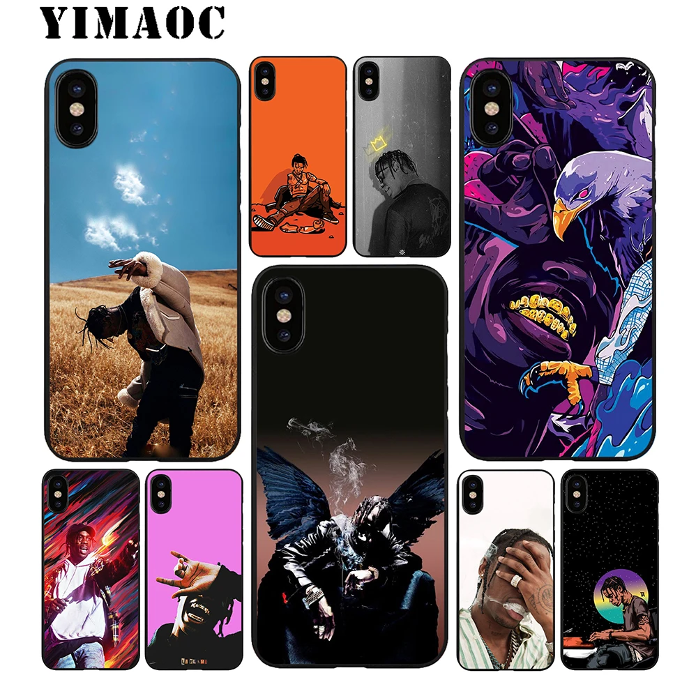 

YIMAOC Travis Scott Hip Hop Soft TPU Black Silicone Case for iPhone X or 10 8 7 6 6S Plus 5 5S SE Xr Xs Max