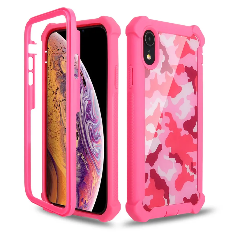 Усиленная защита Doom Броня PC+ Мягкий ТПУ чехол для телефона для iPhone XS Max XR X 6 6S 7 8 Plus 5S 5 5C SE2 противоударный Прочный чехол - Цвет: Camouflage Pink Case