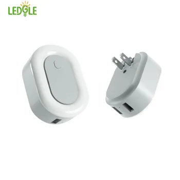 

LEDGLE Plug-in Night Lights Portable Wall Charger Smart Travel USB Wall Charger with 2 Charging Ports ,Warm White Light 2 Modes
