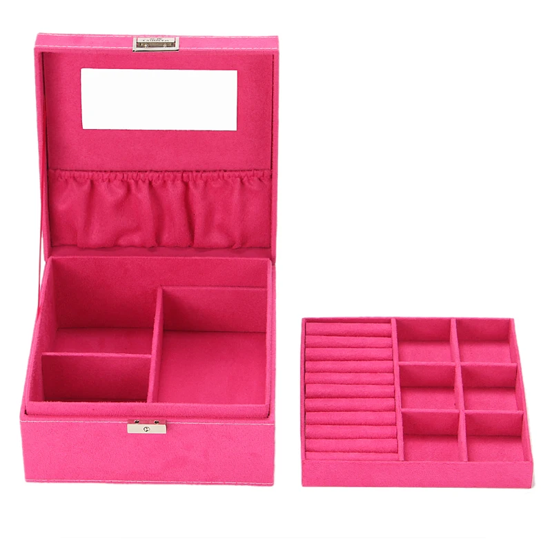 Новая модель Шкатулка для ювелирных изделий с зеркалом модная шкатулка 2 слоя и