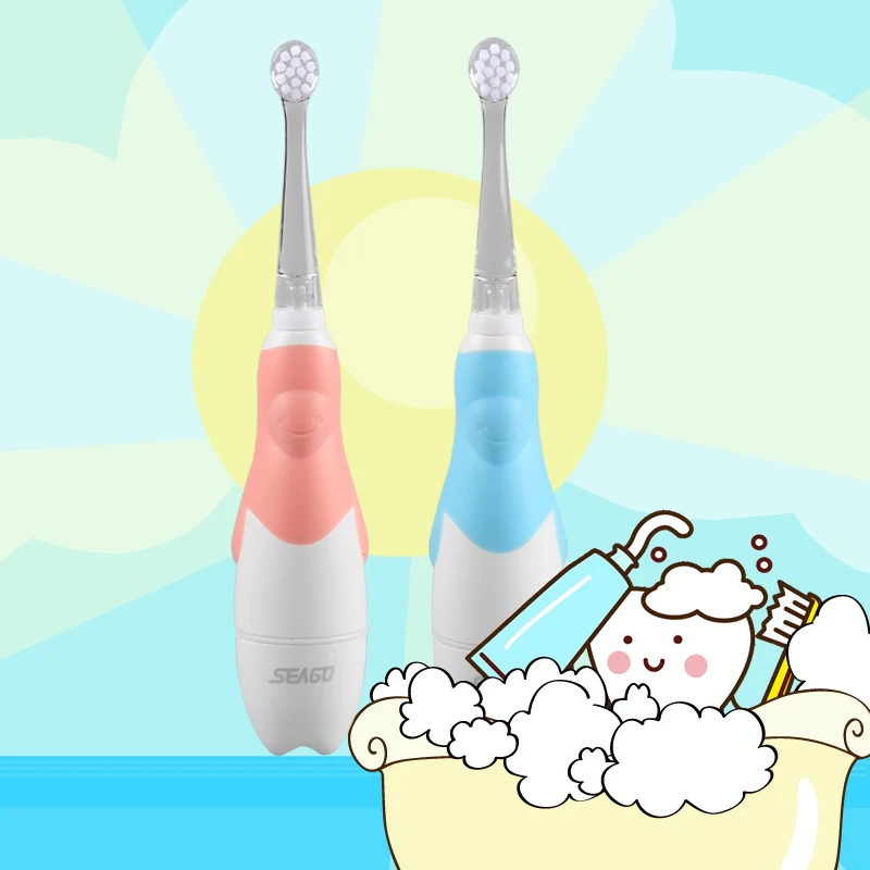 Seago Kids Electric Toothbrush Sonic Battery With Led Light Oral Hygiene 3 Pcs Brush Heads Dental Hygiene Replacement Sg513