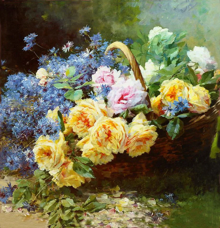

oneroom Needlework Crafts Flower Basket 14CT Counted Unprinted For Embroidery DMC DIY Set Colorful Flowers Cross Stitch