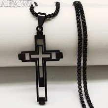 2021 mode Kreuz Edelstahl Halskette für Männer Schwarz Farbe Halsband Halskette Schmuck acero inoxidable N18797