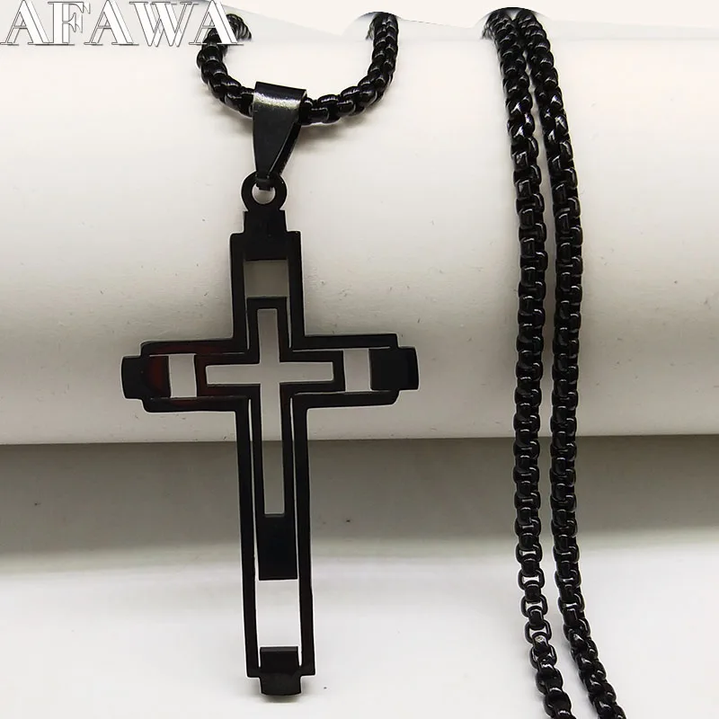 Collar De Acero Inoxidable Con Cruz Para Hombre Gargantilla De Color 