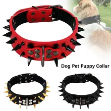 Dog Cat Collar Anti-bite PU Leather Pet Accessories Supplies Punk Rivet Spiked Collars For Middle Large