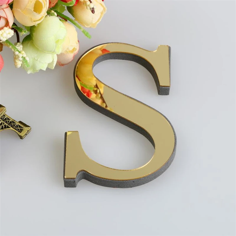 2018new fashion Mini 26 Letters DIY 3D Mirror Acrylic Wall Sticker Decals Home Decor Wall Art Mural beautiful art 07 -