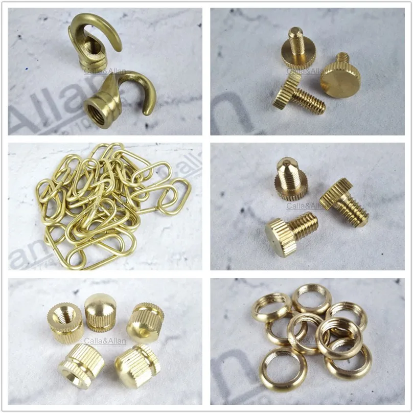 Brass material lamp parts base accessories hooks screws round threaded