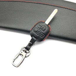 B-style black Похвалы пояса из натуральной кожи автомобиль дистанционного Управление автомобильный корпус-брелок для ключей Крышка для Toyota Tarago RAV4 Corolla Camry Celica Avalon 3 кнопки - Название цвета: B-style black