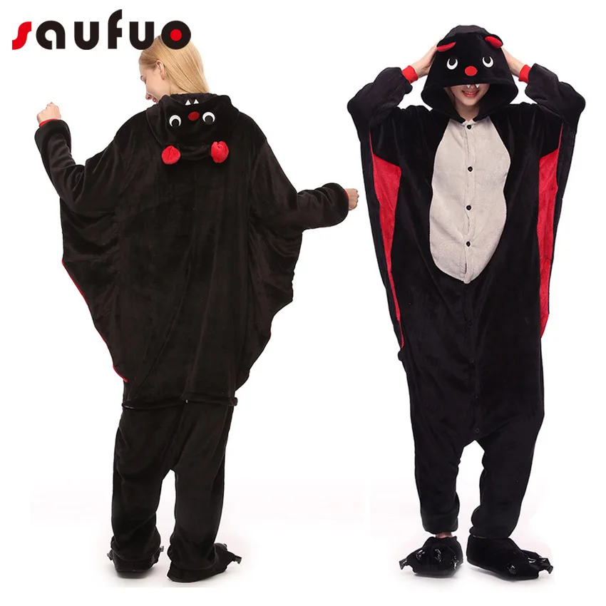 Bat Unisex Hoodie Kigurumi Pajamas For Women Adult Winter Autumn Pyjama Donkey Animal Overall Home Sleepwear Anime Pijama | Женская