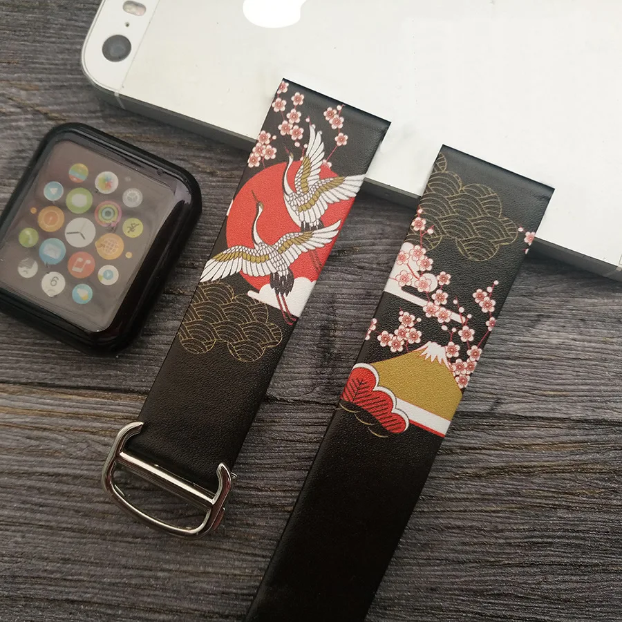 Для Apple Watch серии 4 3 2 40/44 мм Натуральная кожа живопись Стиль часы ремешок для