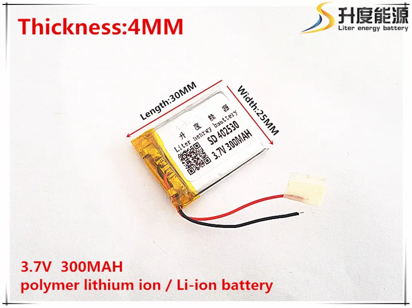 

3.7V 300mAh 402530 Lithium Polymer Li-Po li ion Rechargeable Battery cells For Mp3 MP4 MP5 GPS mobile bluetooth