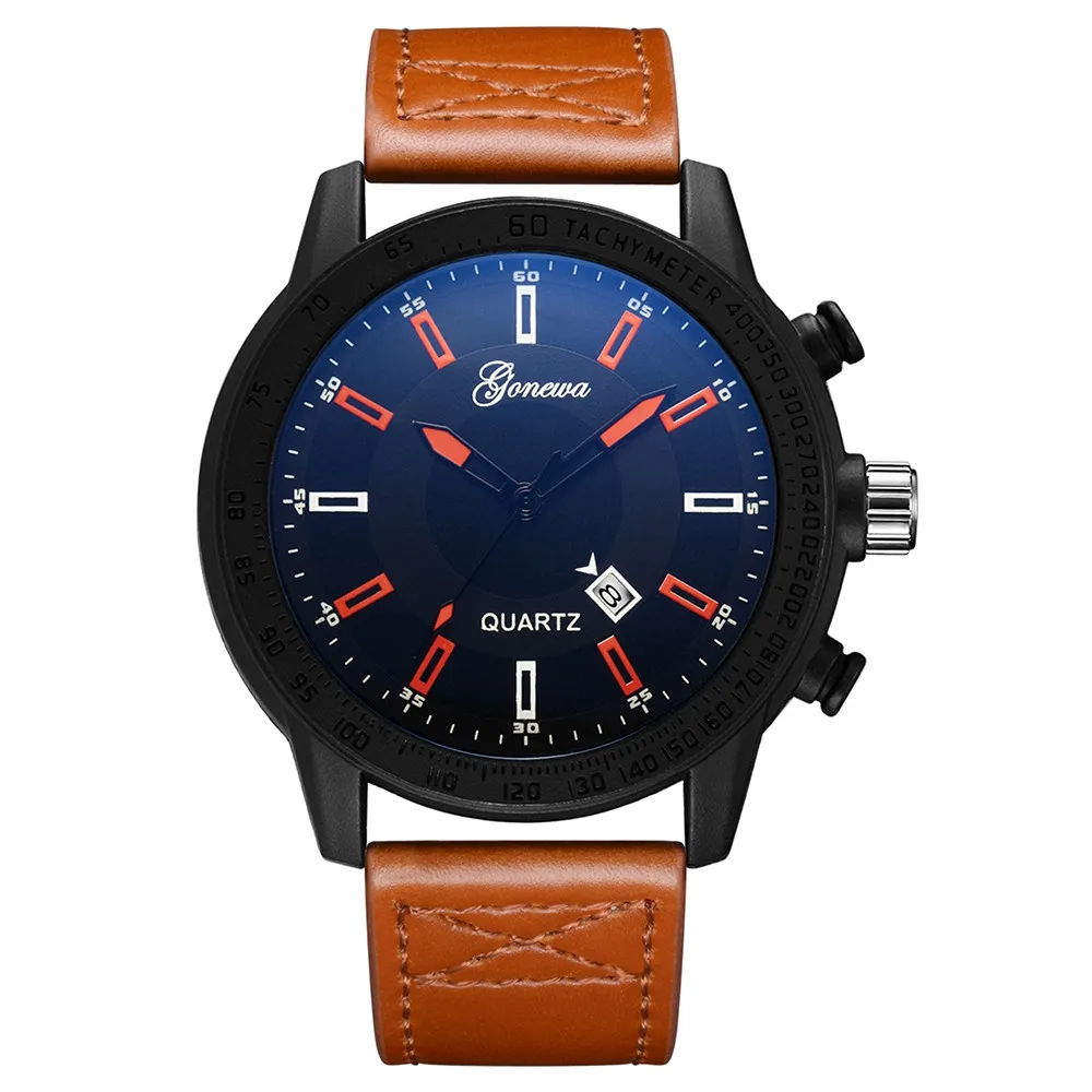

GONEWA Sport watches#GON014 Fashion Black Rectangular/Digital Dial Men's Quartz Stainless Steel Leather Watch relogio feminino 6