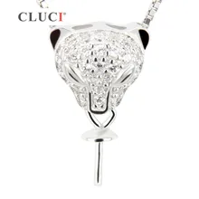 FREE SHIPPING, CLUCI women jewelry Leopard 925 sterling silver necklace pearl pendant accessories, can stick pearl on