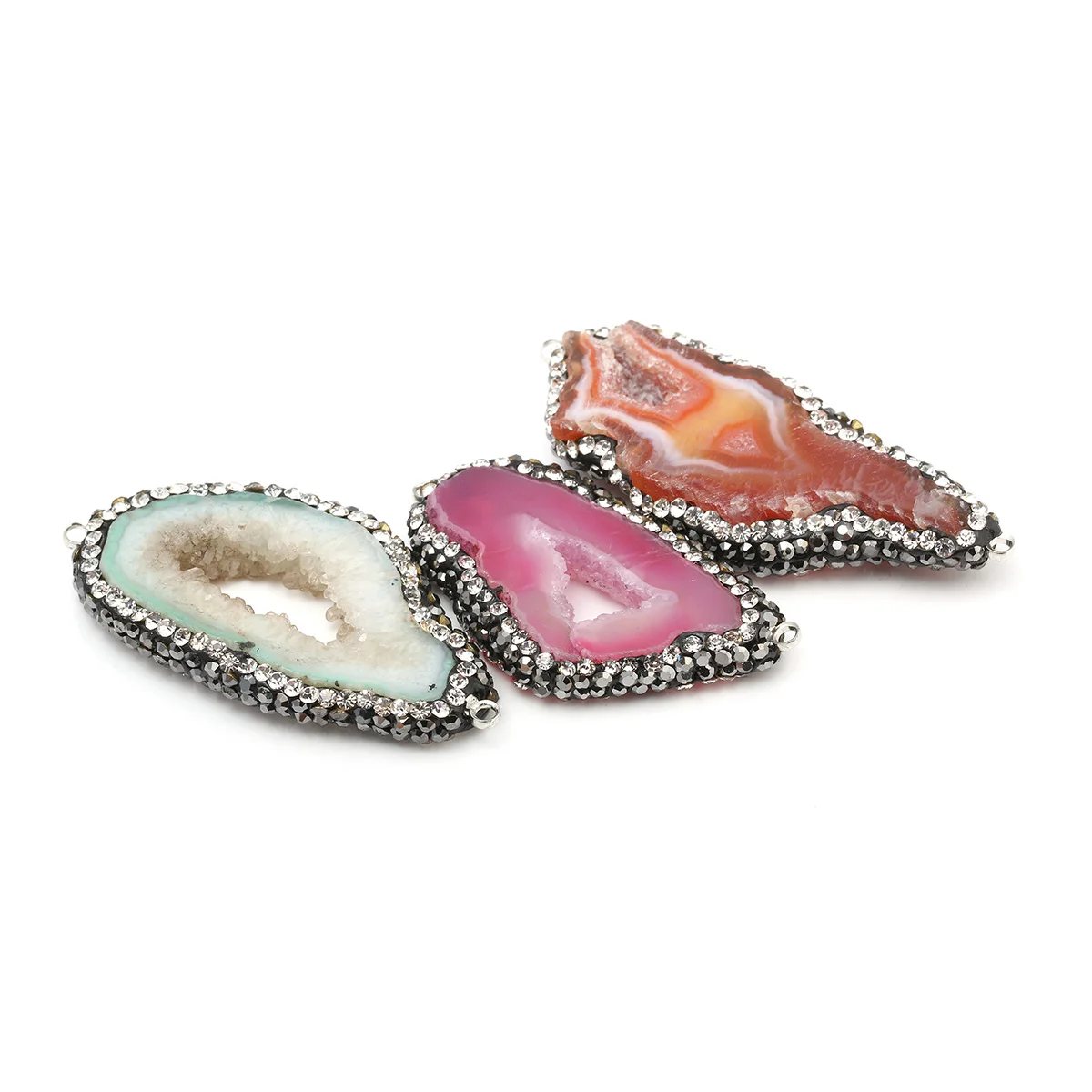

Wholesale Natural Stone Agates Pendants with Crystal Necklace Pendant for Jewelry Making DIY Necklace Size 20x50mm-20x40mm