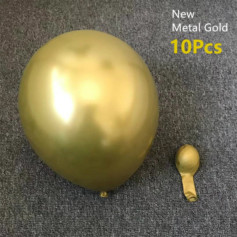 10 шт смешанные золотые свадебные шары металлические конфетти воздушные шары для дня рождения украшения для взрослых детей Детские вечерние принадлежности - Цвет: Chrome Metal Gold