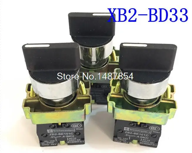 10Pcs XB2 BD33 3 Position 2NO Maintained Select Selector Switch Brand