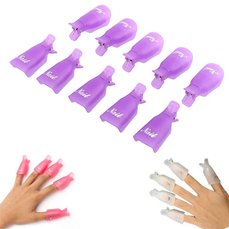 

10PC Plastic Nail Art Soak Off Cap Clip UV Gel Polish Remover Wrap Beauty Cap Clips Tool Lowest price Hot sold