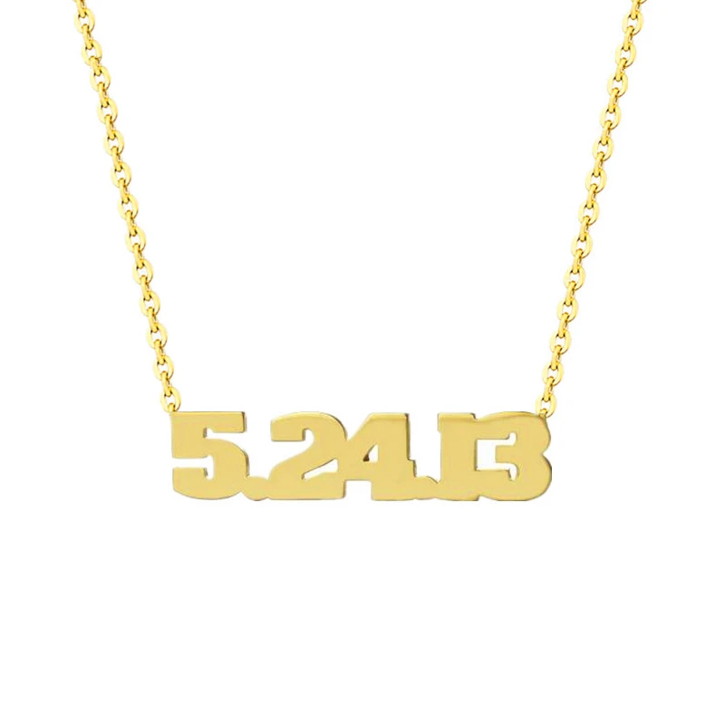 

Custom Date Of Birth Necklace Birthday Jewelry Stainless Steel Rose Gold Ketting Personalized Numbers Numerals Choker Necklace