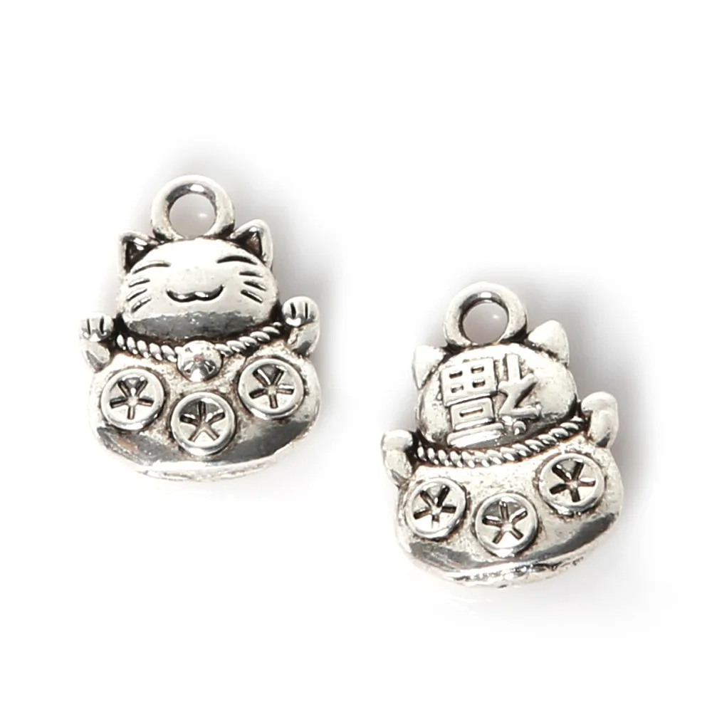 70 шт. Подвески Lucky Cat Металлические бусины 11*15 мм фурнитура для сережек DIY ремесло| |