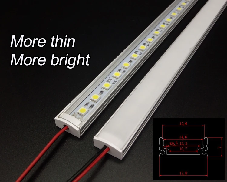 Кухня Свет Эксперт DC12V 5050 светодиодный жёсткая планка бар + U алюминий + плоская крышка кухонная полоска свет 5 шт молочно-50 см