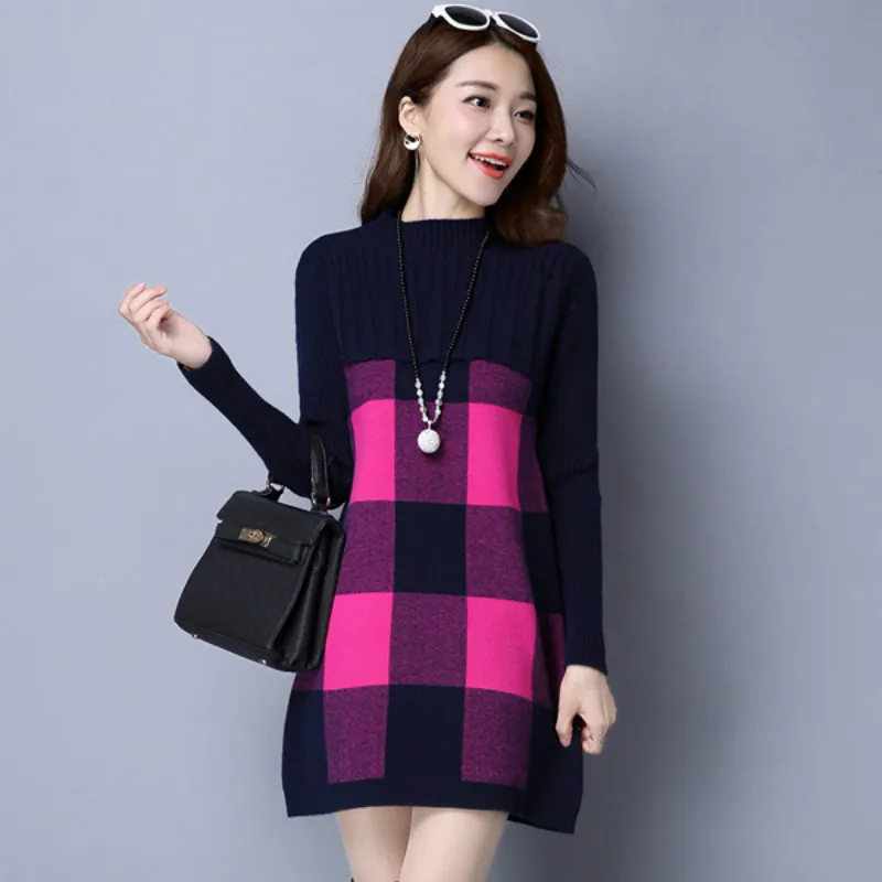 Sweater women winter turtleneck loose long section of the womens sweaters fashion autumn pullover thickening christmas sweater