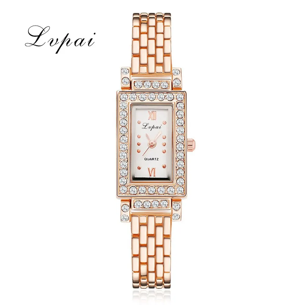 Bajo costo Marca Lvpai de lujo de las mujeres de diamantes reloj de cuarzo relojes de pulsera cuadrado de moda Simple vestido de las mujeres relojes de pulsera reloj 76XkVGZm