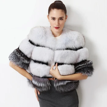 

Tatyana Furclub New Real Fox Fur Coat High Waist Fur Jacket For Women Winter Outwear Natural White Fox And Silver Fox Fur Parkas